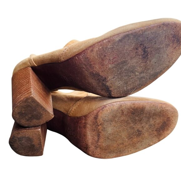 Tory Burch Women's Tan Suede Block Heel Leather Ankle Boots Size 7.5M - Picture 8 of 10